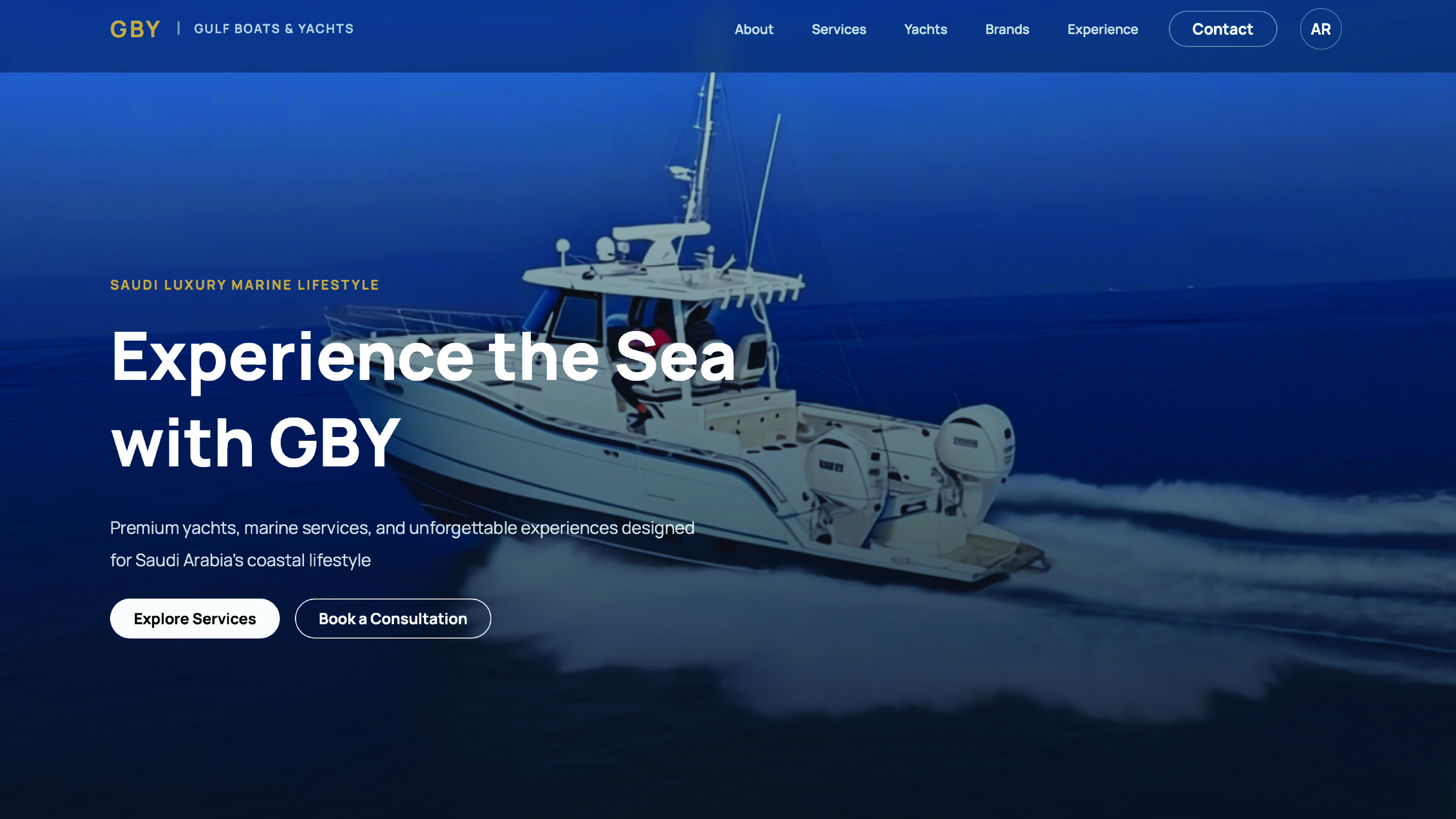 GBY luxury marine website homepage design